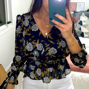 Floral Navy Wayf shirt